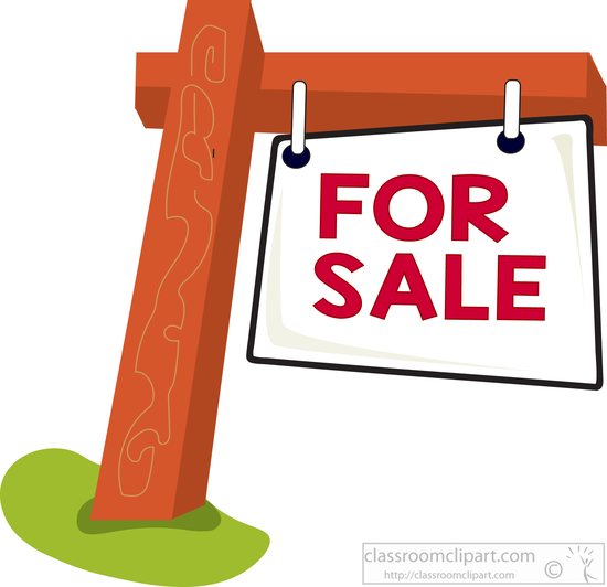 Download For Sale Sign On Wood Post Clipart