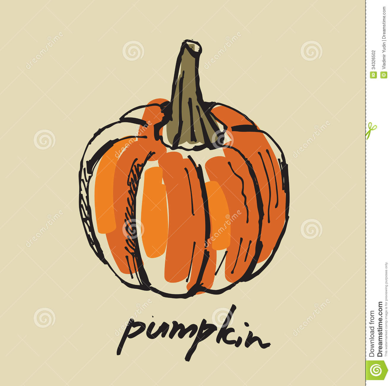 Hand Drawn Fresh Color Pumpkin On Beige 