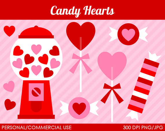 Hugs And Kisses Candy Clipart Candy Hearts Clipart   Digital Clip Art