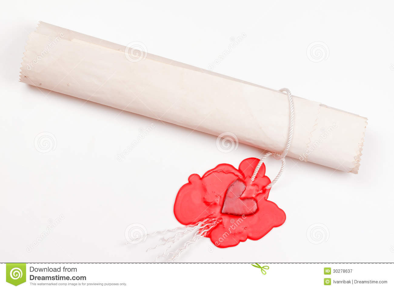 Love Letter Sealed The Seal In The Form Of Heart In Red Sealing Wax