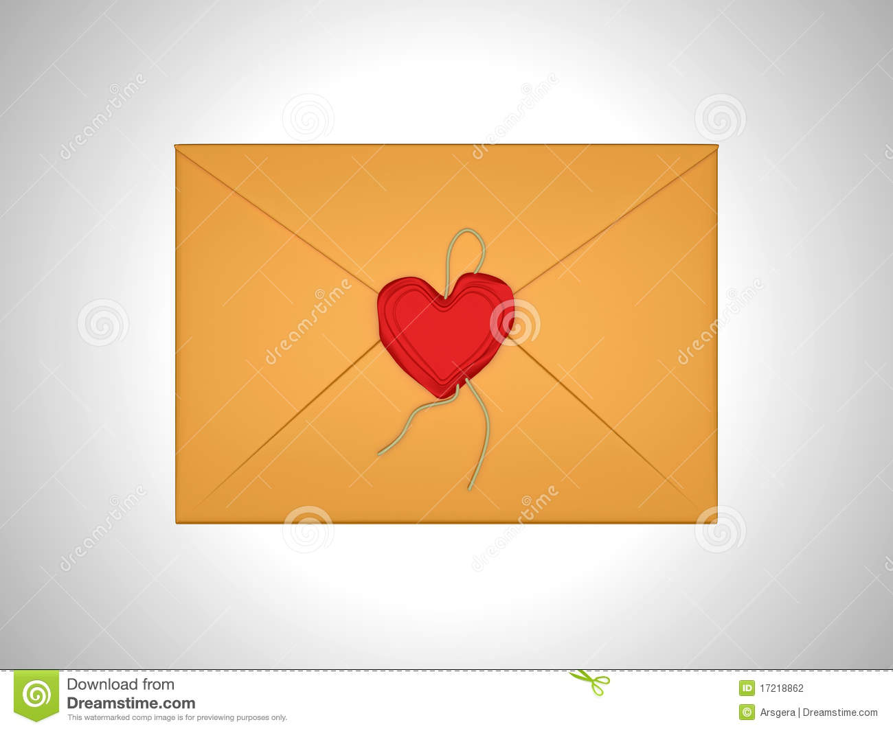 Love Message   Letter Sealed With Red Sealing Wax Stock Photography