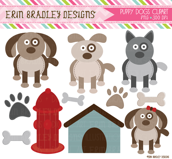 New Puppy Dogs   Cats Clipart And Digital Paper Packs