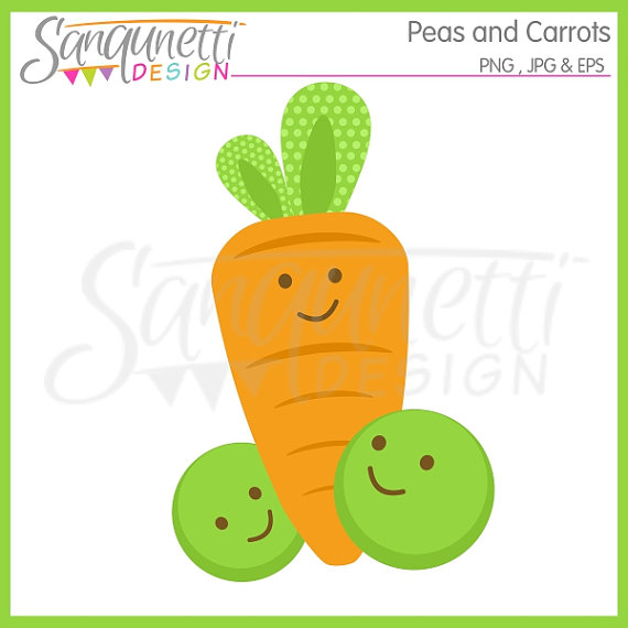 Peas And Carrot Single Clipart Commercial Use By Sanqunettidesigns