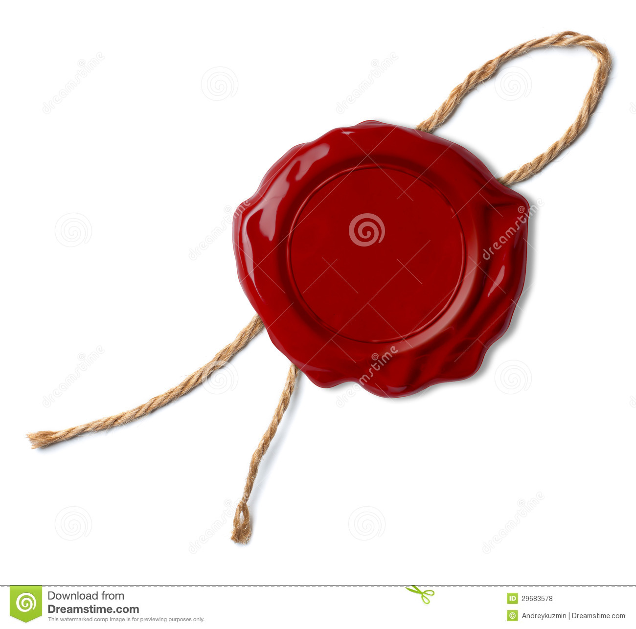 Red Wax Seal Or Stamp With Rope Or Thread Isolated Royalty Free Stock