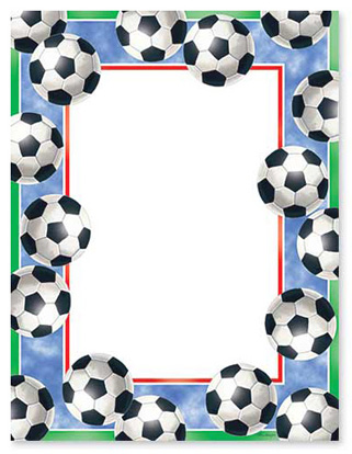 Soccer Balls Border Stationery Letterhead 10698