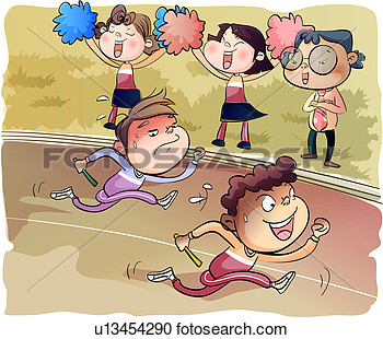 Stock Illustration Of Cheerleaders Teacher Gril Boy Student Baton