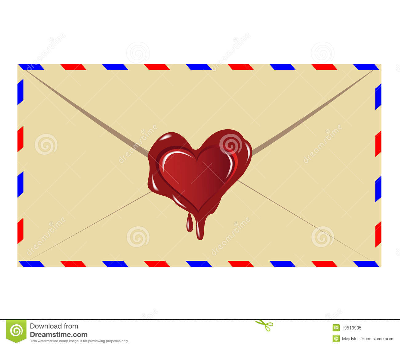 The Letter With The Sealing Wax Press In The Form Of Heart On A White