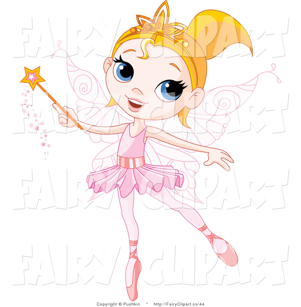 Ballerina Fairy Using Her Magic Wand While Hovering In Air By Pushkin