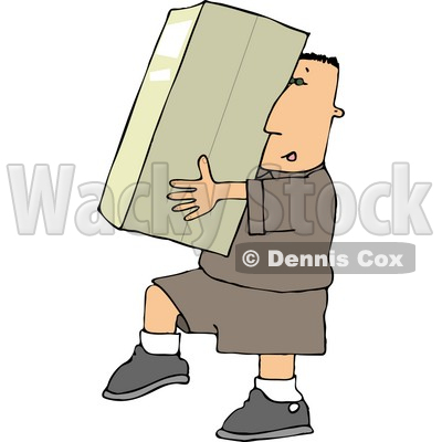 Delivery Man Carrying A Big Package Box Clipart   Djart  4425