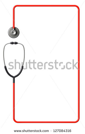 Doctor S Stethoscope In Red As Frame On A White Background With Space