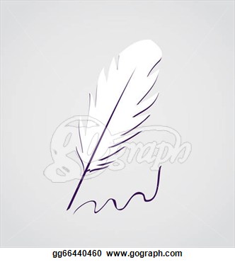 Feather Calligraphic Pen Isolated Vector Clipart Drawing Gg66440460