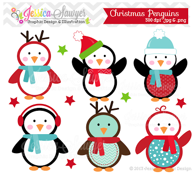 Jessica Sawyer Design  New  Christmas Penguin Clipart
