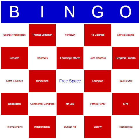 July 4th Bingo Card Maker   Create Bingo Cards For Independence Day
