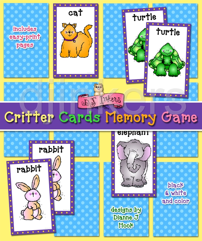Memory Game Clip Art Critter Cards Memory Game