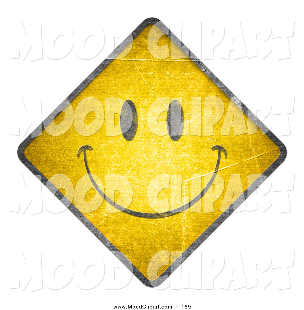 Mood Clip Art Of A Smiley Face On Yellow Warning Road Sign