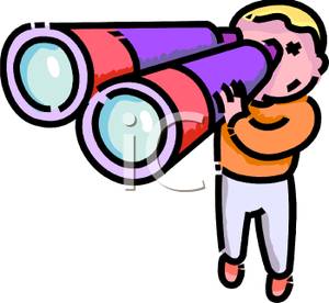     Of A Boy Looking Through Binoculars   Royalty Free Clipart Picture