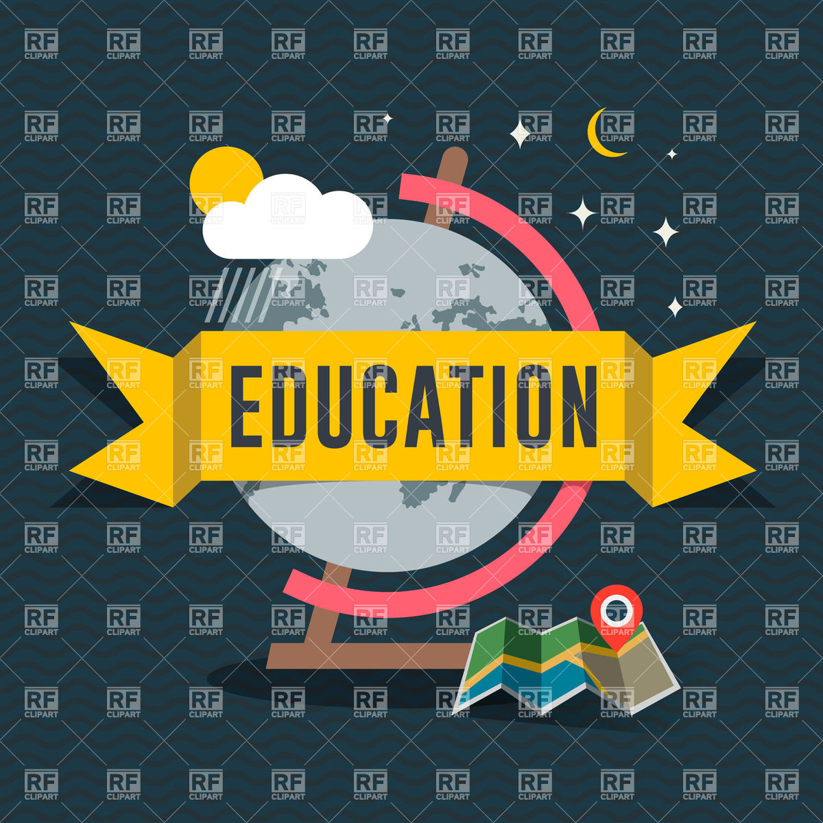 Online Education   Globe With Banner Download Royalty Free Vector