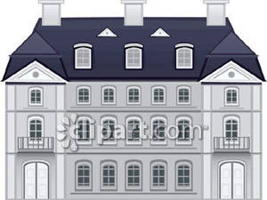 Realistic White Mansion   Royalty Free Clipart Picture