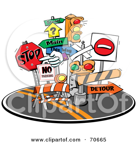 Royalty Free  Rf  Clipart Illustration Of A Group Of Road Signs And