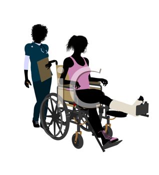 Silhouette Of A Female Athlete With An Injury In A Wheelchair With A
