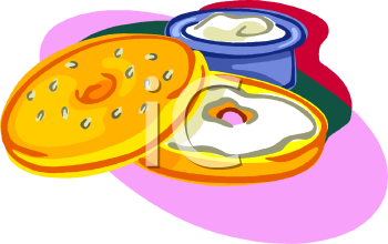 Sliced Bagel With Cream Cheese Clipart Image   Foodclipart Com