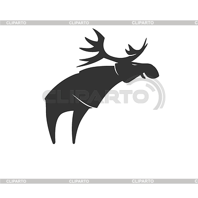 Stylized Silhouette Moose Logo Vector Emblem Illustration