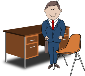 Teacher   Manager Between Chair And Desk Clip Art At Clker Com    