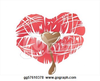 Vector Clipart   Kissing Lips With Chocolate For Valentine S Day