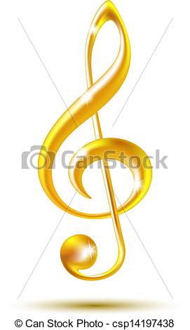 Vectors Of Gold Treble Clef Isolated On White Background Vector    