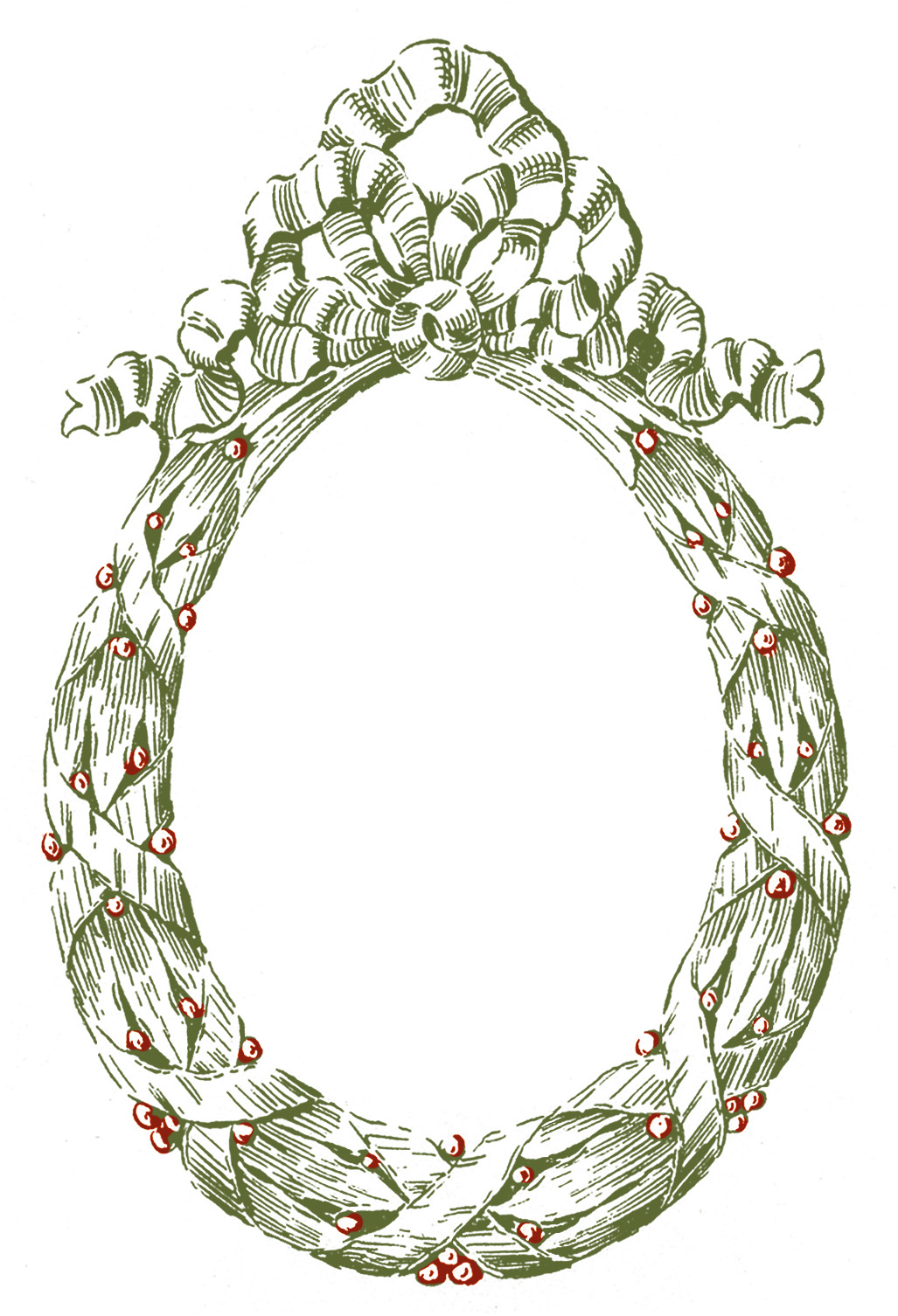 Vintage Graphic Frame   Oval Christmas Wreath   The Graphics Fairy
