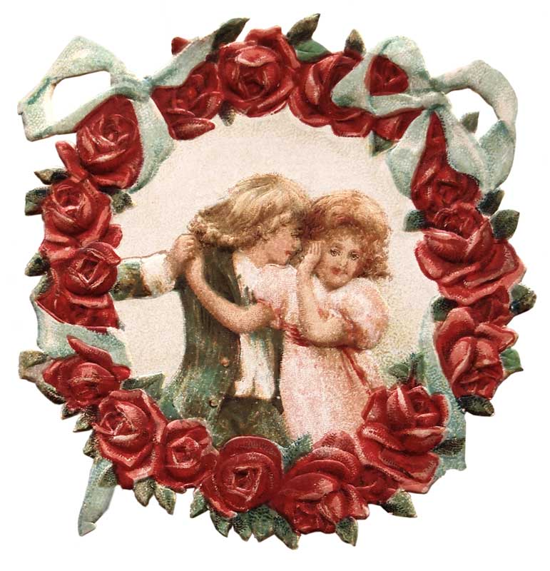 Vintage Victorian Flower Wreath Die Cut Valentine   Vintage Fangirl
