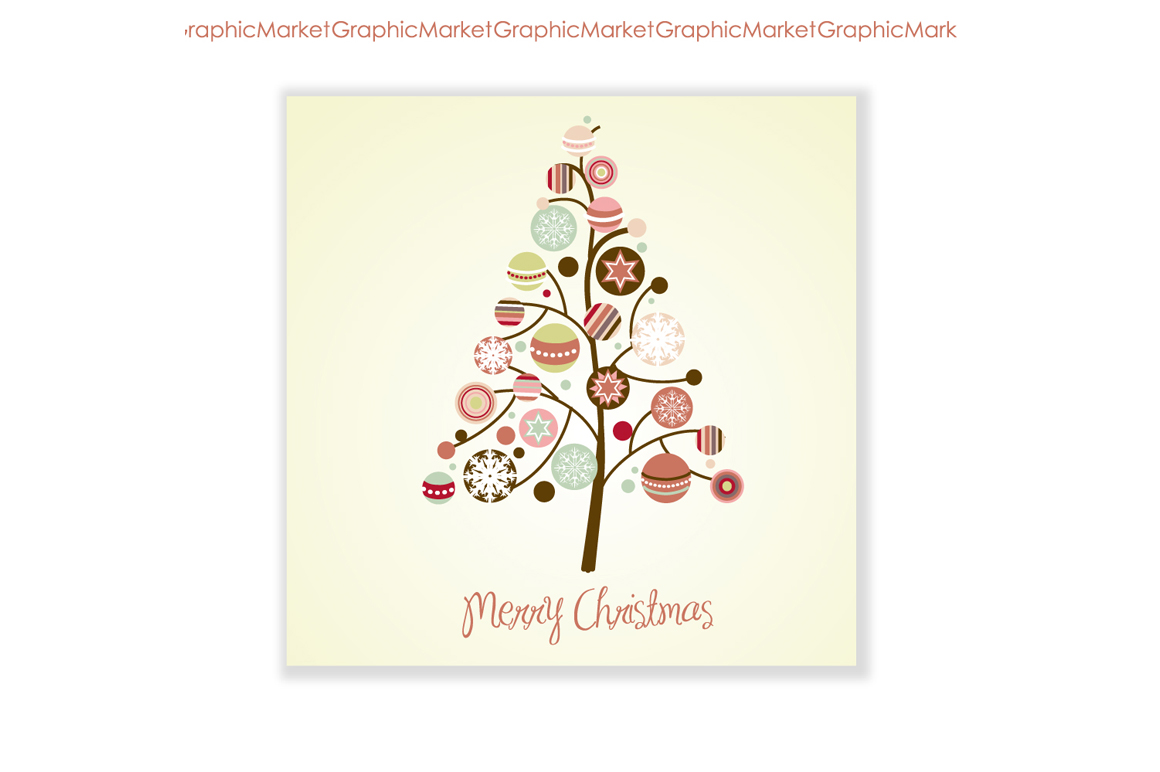 Xmas Tree Card   Ornaments Clip Art   Illustrations On Creative Market