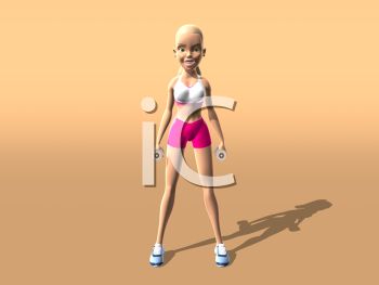 3d Girl Working Out With Hand Weights   Royalty Free Clip Art Image