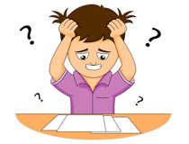 Boy Confused And Pulling Hair Reading Test Question Paper Clipart