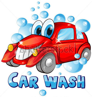 Car Wash Cartoon Isolated On White Background