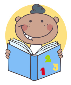 Cartoon Clipart Image  Clip Art Of A Happy Toddler Reading A Numbers