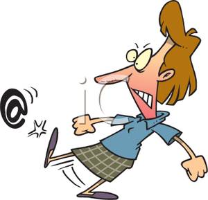 Cartoon Of A Woman Kicking In Anger   Royalty Free Clipart Picture