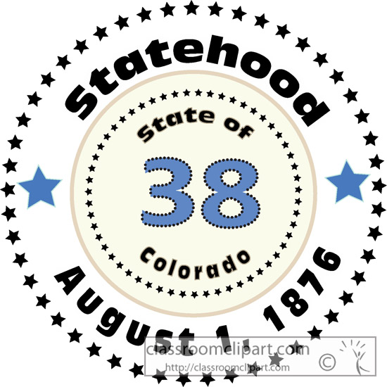 Colorado   38 Statehood Colorado 1876 Outline   Classroom Clipart