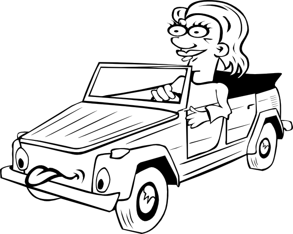 Girl Driving Car Cartoon Outline Clip Art At Clker Com   Vector Clip    