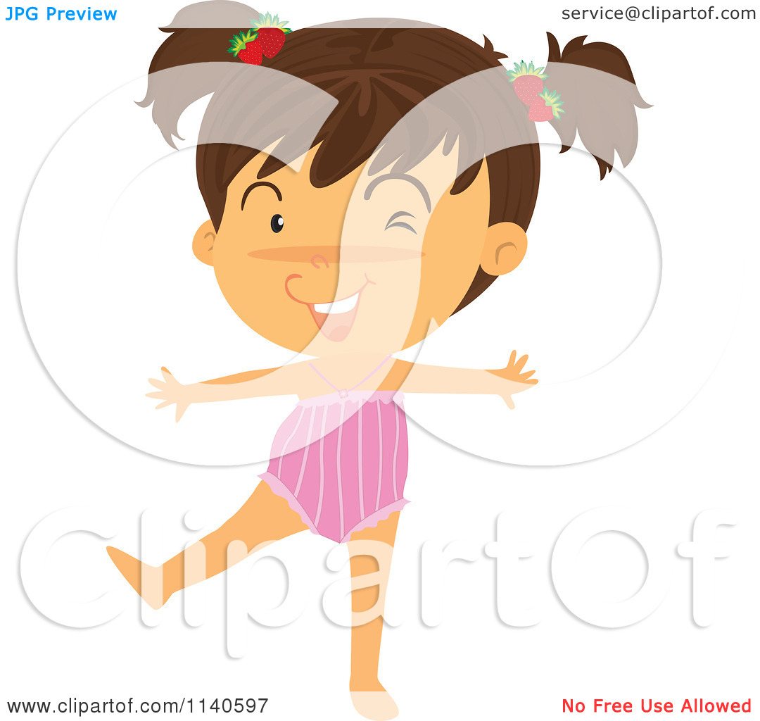 Girl In A Pink Swimsuit   Royalty Free Vector Clipart By Iimages