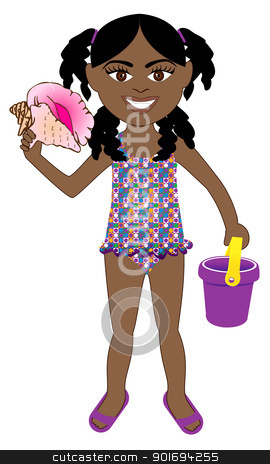 Girl Swimsuit Stock Vector Clipart Vector Of Afro Girl In Swimsuit    