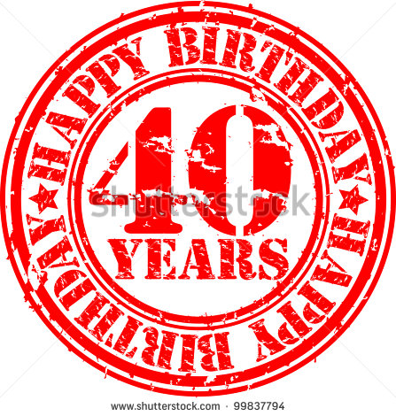 Grunge 40 Years Happy Birthday Rubber Stamp Vector Illustration
