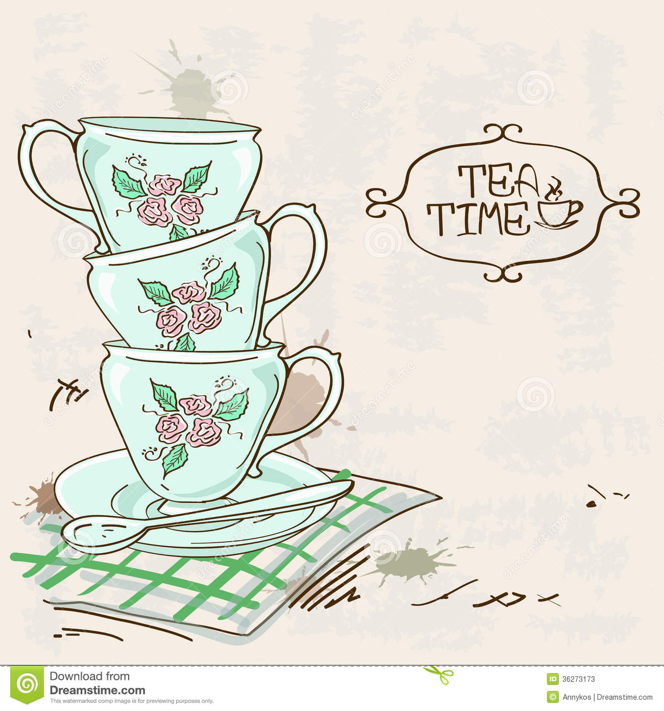 Illustration With Stack Of Tea Cups Stock Photos   Image  36273173