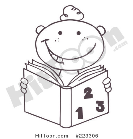     Of A Coloring Page Outline Of A School Boy Reading A Math Book  223306