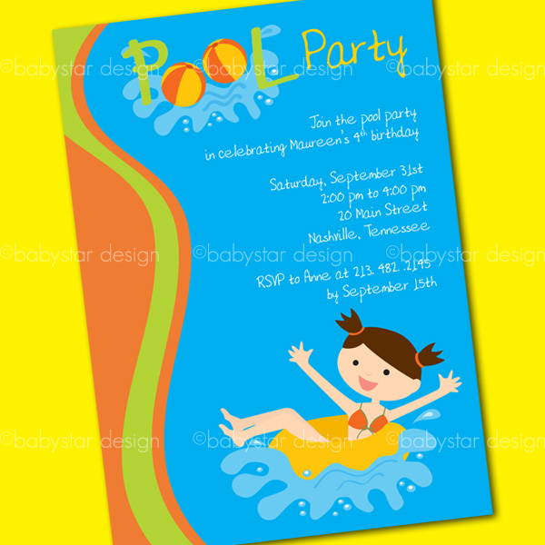 Party Invite1 Pool Party Invitation Pool Party Birthday Invitation