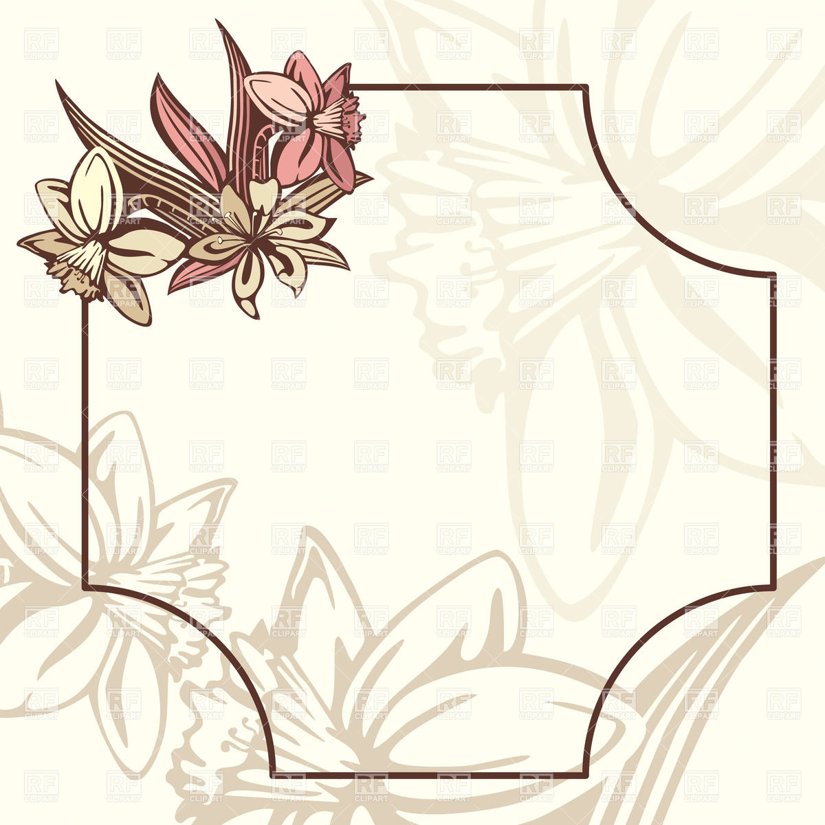 Romantic Simple Retro Frame With Flowers Download Royalty Free Vector    