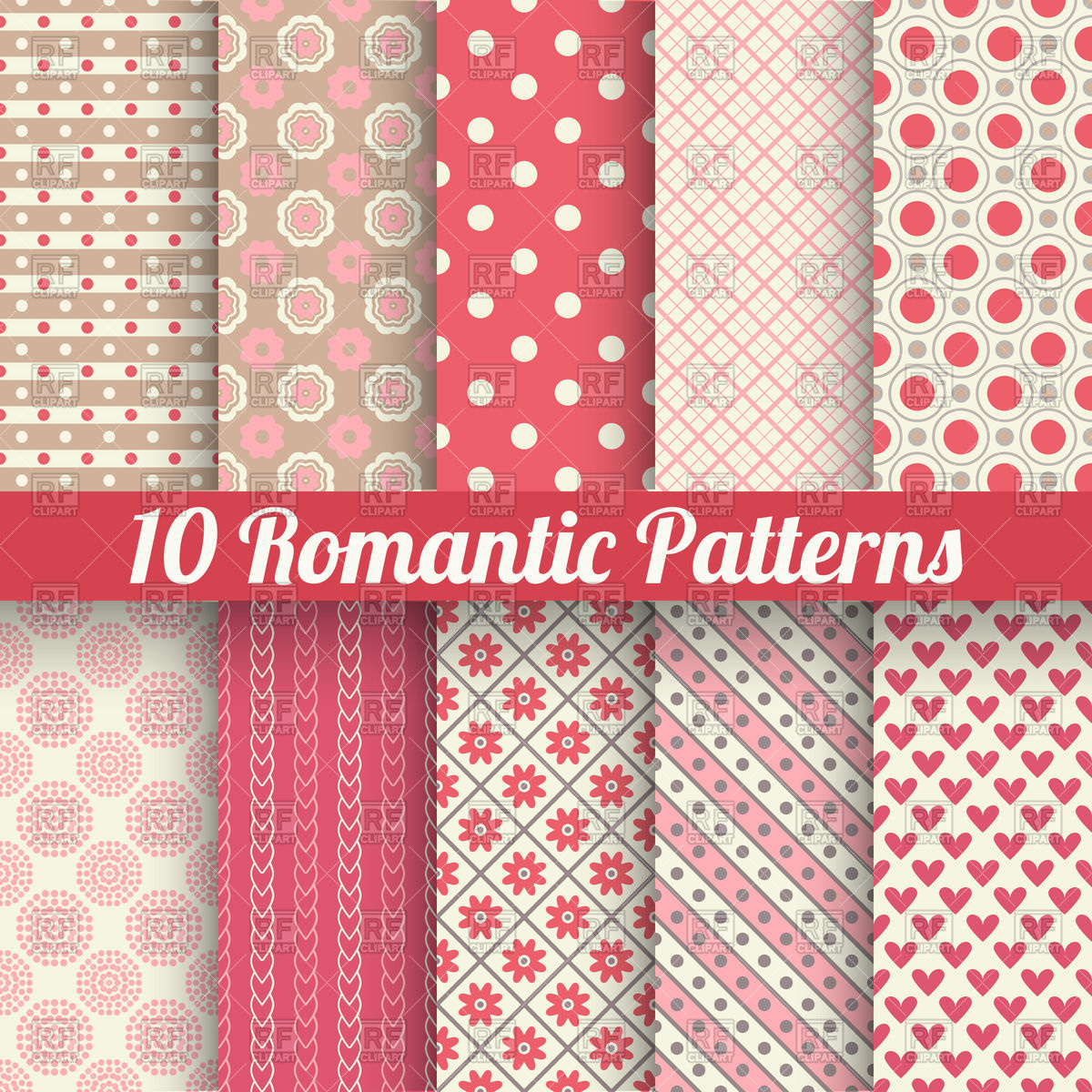 Set Of Romantic Vintage Seamless Patterns Download Royalty Free    