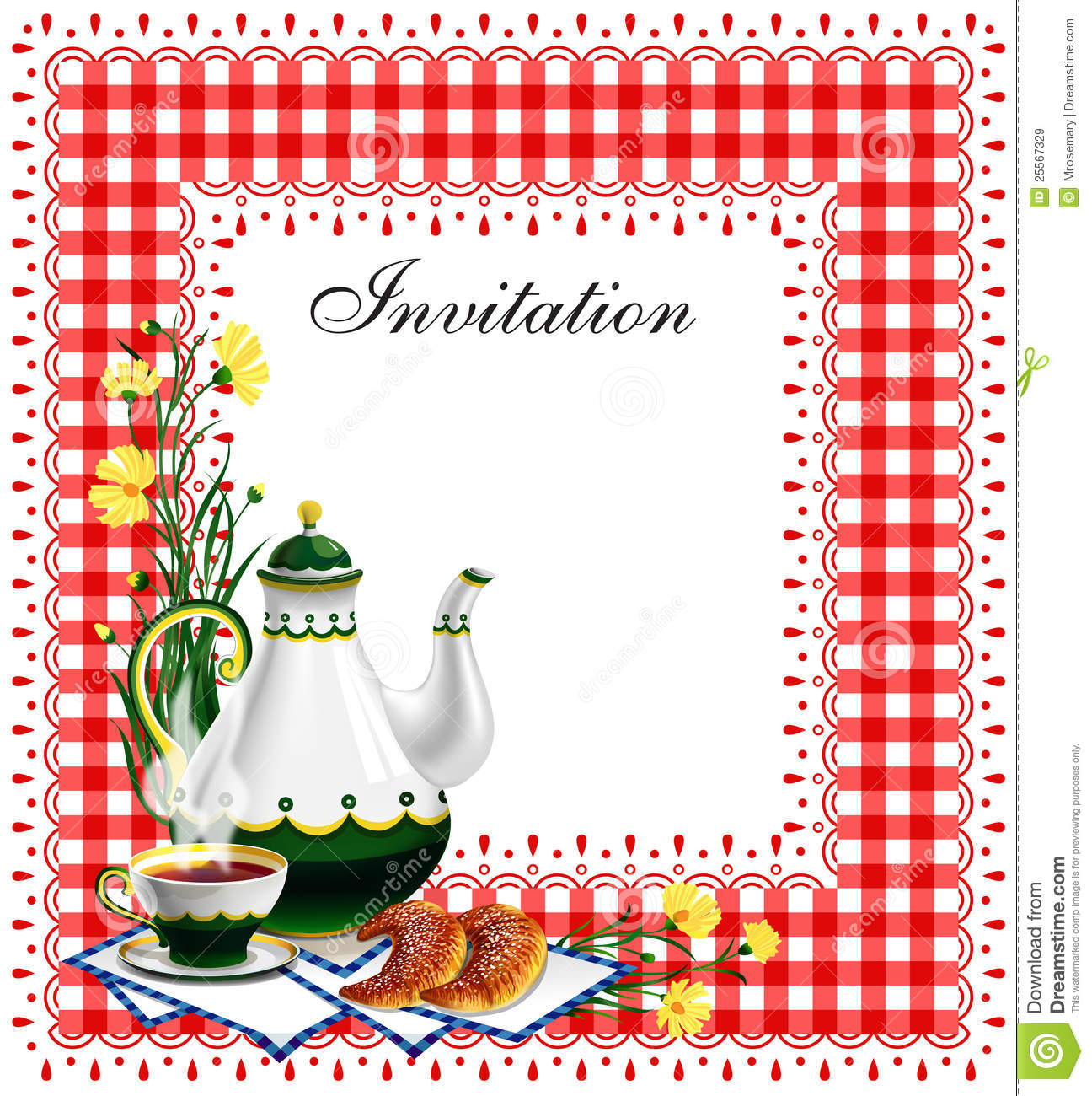 Tea Party Invitation  Great For Birthday Party Luncheon Or High Tea