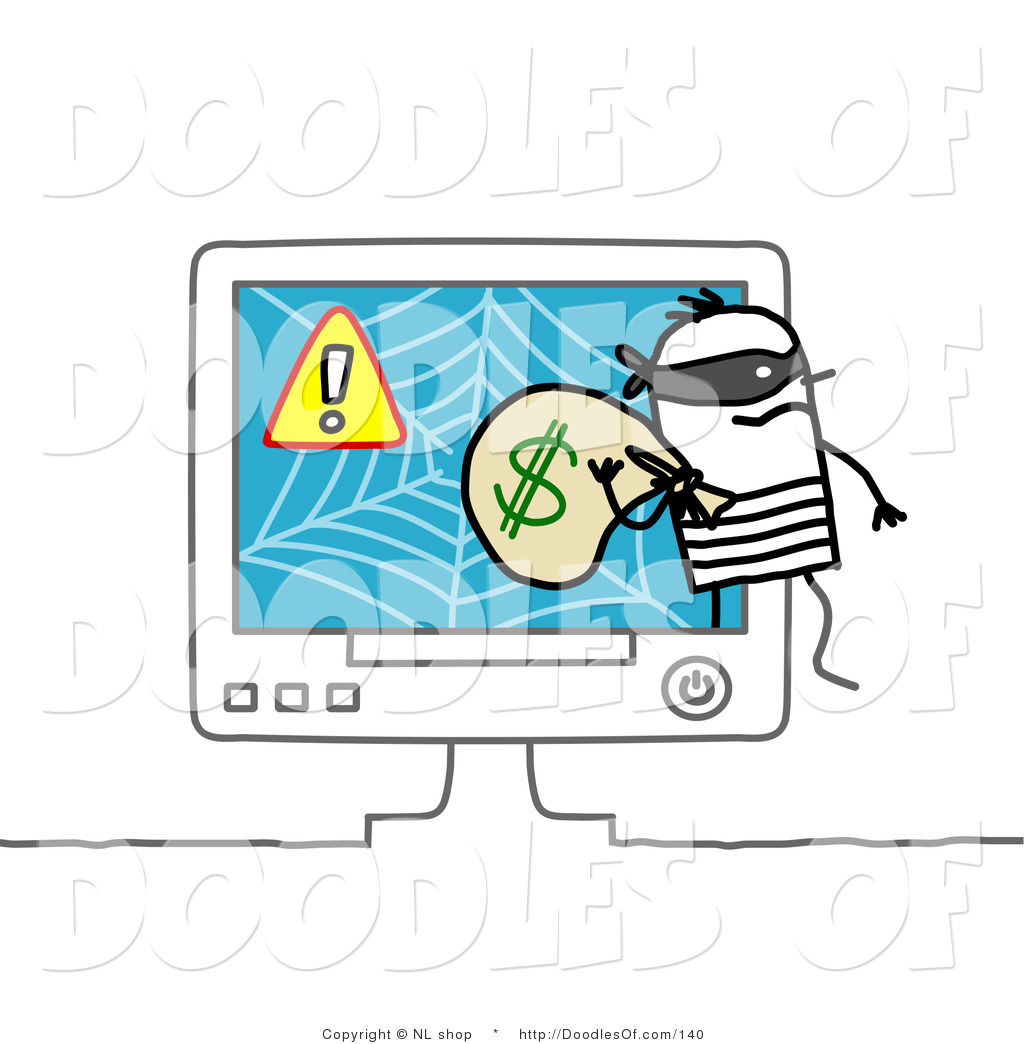 Vector Clipart Of A Stick Figure Person Man Robber Stealing Money From