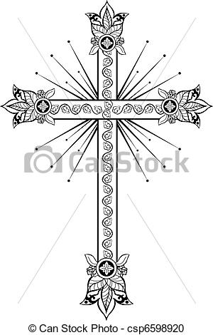 Vector   Cross With Decorative Tips   Stock Illustration Royalty Free